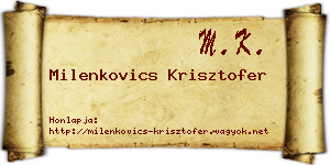 Milenkovics Krisztofer névjegykártya